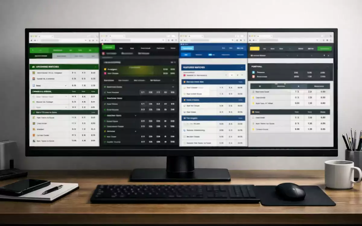 Múltiples interfaces de casas de apuestas en pantalla de ordenador