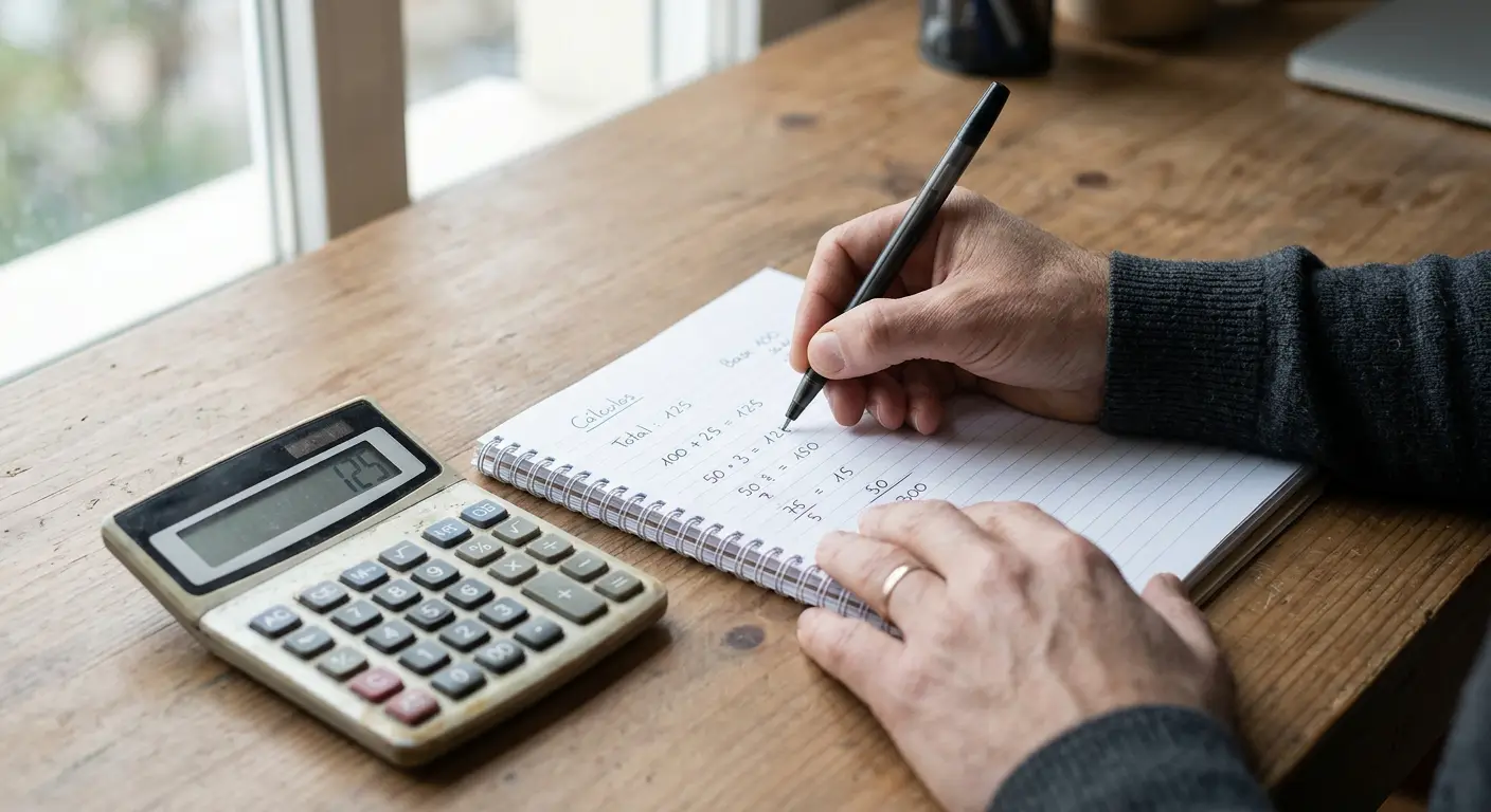 Calculadora y papel con análisis del coste real de bonos de apuestas