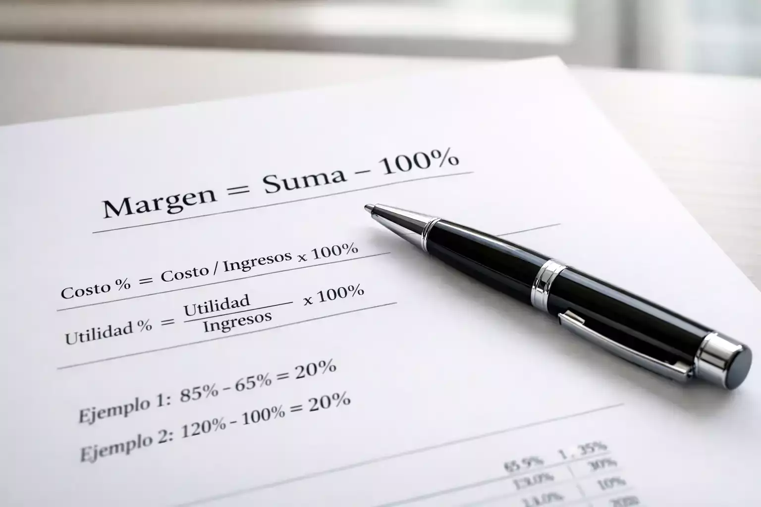Documento con fórmulas matemáticas para calcular el margen de apuestas