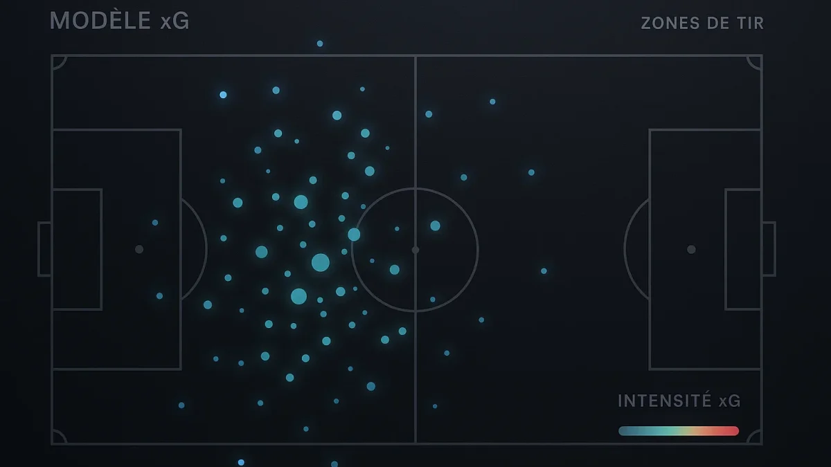 Modelo de xG para predicción de partidos de fútbol con mapa de calor del campo y visualización de datos