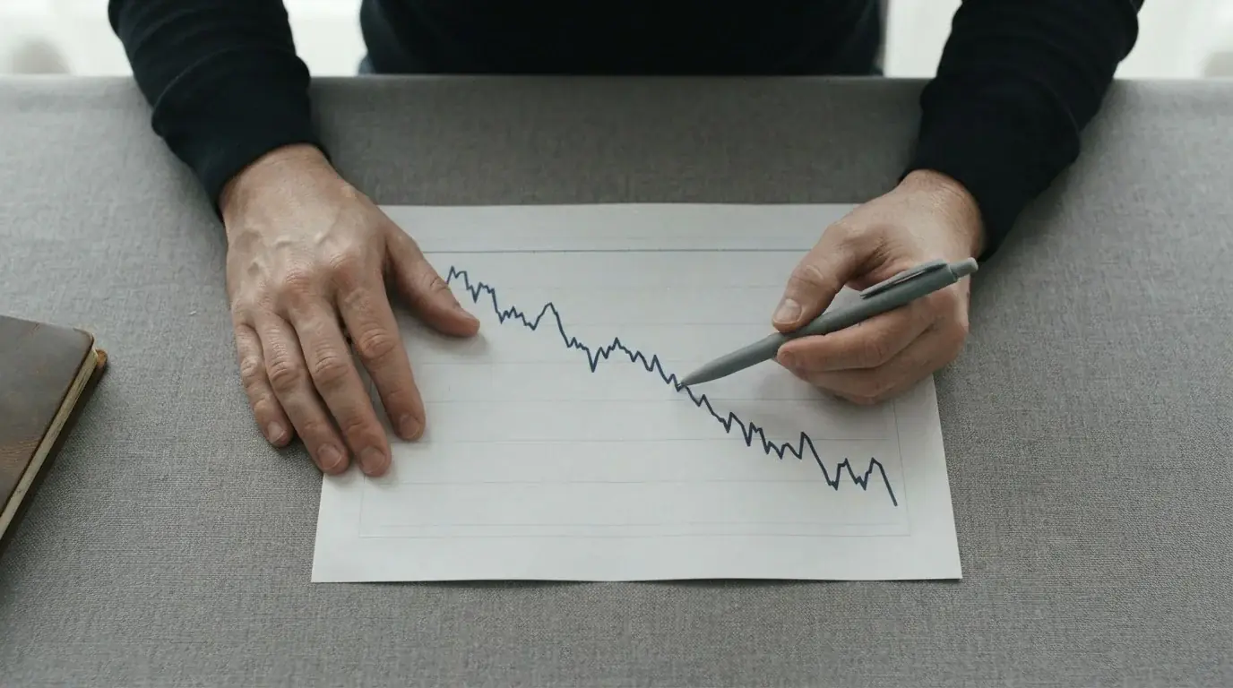 Gráfico descendente ilustrando las pérdidas esperadas a largo plazo