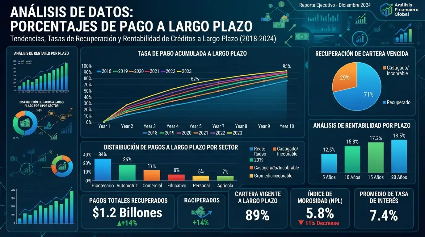 Análisis de datos sobre porcentajes de pago a largo plazo