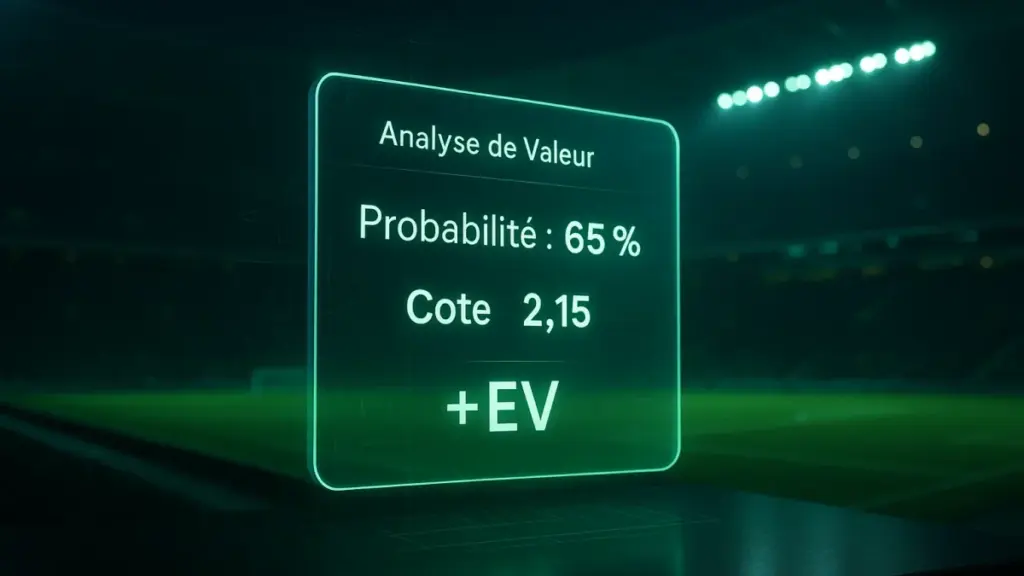 Value betting en fútbol - análisis de cuotas y probabilidades con estadísticas holográficas sobre un estadio